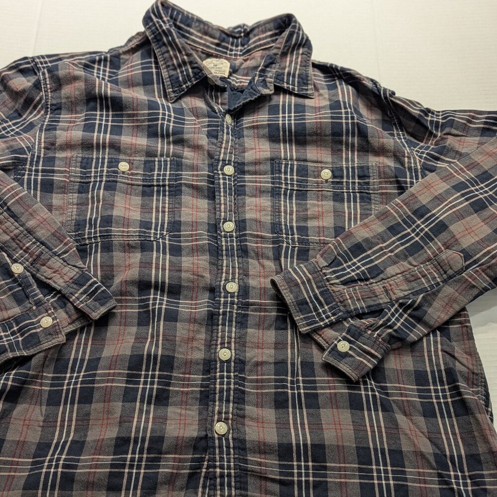 J.Crew Men’s Button Down Long Sleeve Work Shirt Gray/Multi Plaid XL